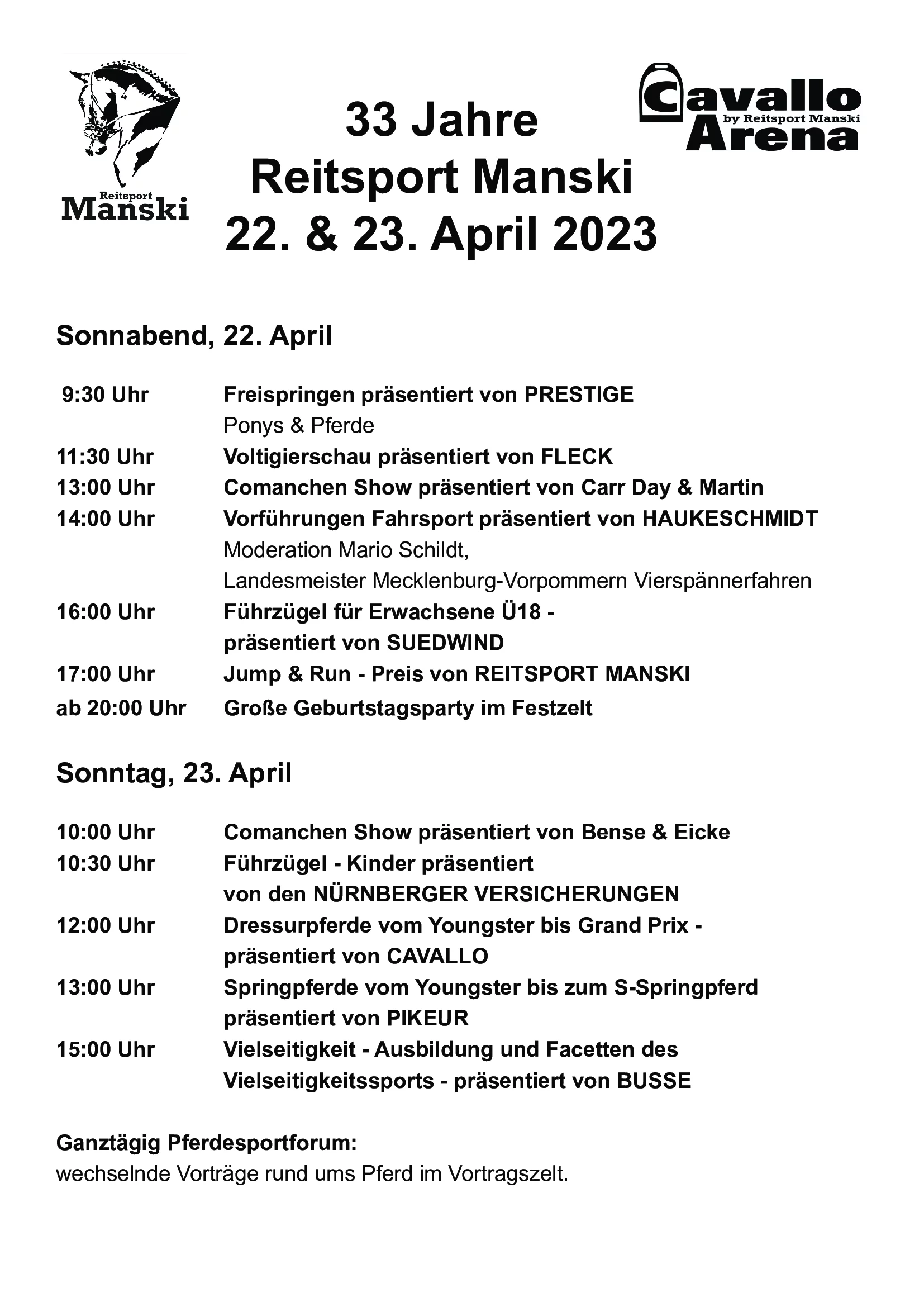 33 Jahre Manski Programmablauf