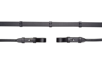 Schockemöhle Sports Lederzügel, rundgenäht, Stops, black/silver WB