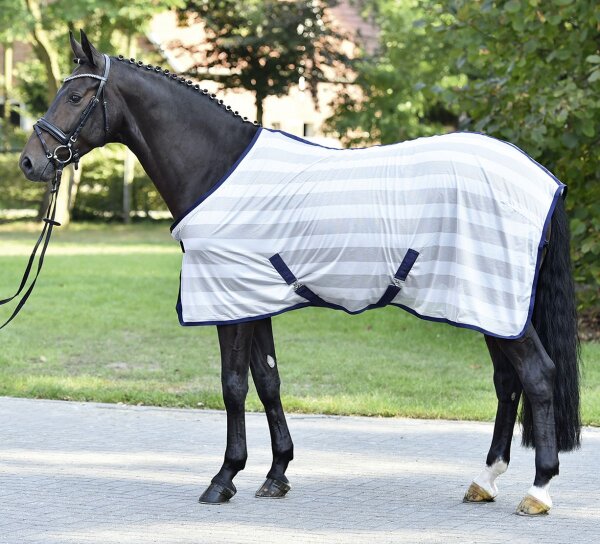 Busse Transport-Fliegendecke STRIPE silber (navy) 125cm