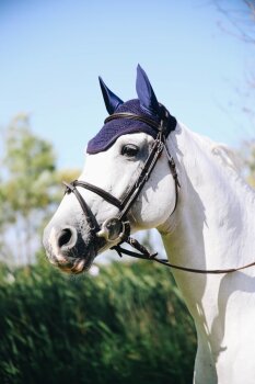 Kentucky Horsewear Fliegenhaube WELLINGTON LEATHER PONY dunkelblau
