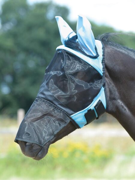 Busse Fliegenmaske FLY COVER PRO GAP II, hellblau-schwarz VB