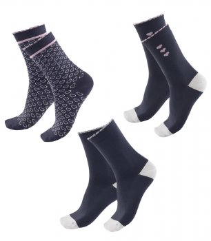 E.L.T Kinder Reitsocken LUCKY HEART, nachtblau, 3er Pack