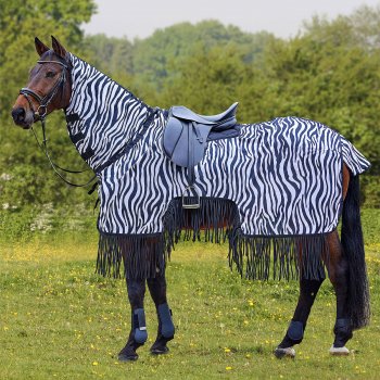 Waldhausen Fliegenausreitdecke ZEBRA mit Fransen, schwarz/weiß