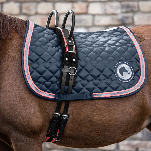 Waldhausen Longiergurt mit zwei Handgriffen, schwarz/rosarot Pony