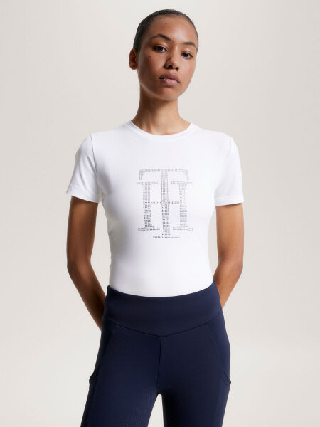 Tommy Hilfiger Damen TH Strass T-Shirt, optic white