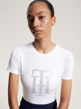 Tommy Hilfiger Damen TH Strass T-Shirt, optic white