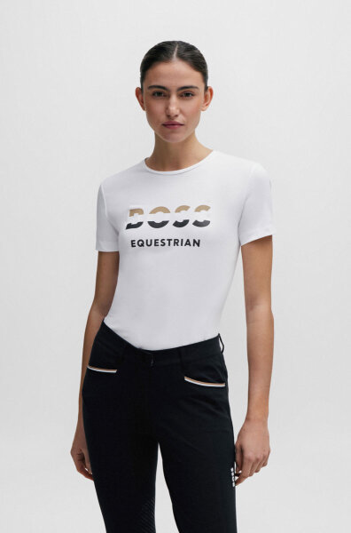 Boss Equestrian Damen T-Shirt MAYA SIGNATURE STRIPE white