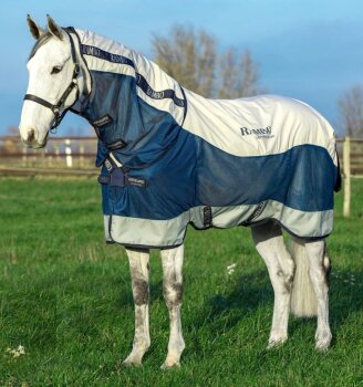 Horseware Weidedecke RAMBO Summer Series, Disk-Brustverschluss, navy/grey 145