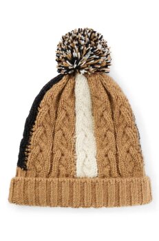 Boss Equestrian Beanie BOBBLE SIGNATURE COLOUR BLOCK camel