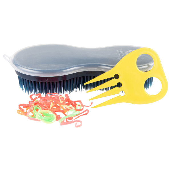 Imperial Riding Perfection Bürste 3er Pack mit Einflechtgummis IRH navy