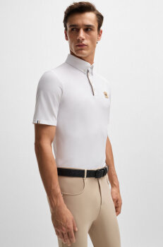 Boss Equestrian Herren Turniershirt Pique MATT white