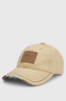 Boss Equestrian Cap LEATHER VINTAGE PATCH sand