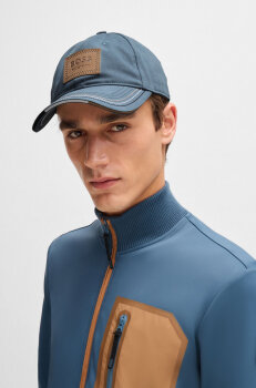 Boss Equestrian Cap LEATHER VINTAGE PATCH nothern blue