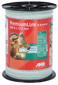 AKO Band Prem.Line, 200m, 12,5mm, weiß/grün,3x0,2 Niro,2x0,2 Cu