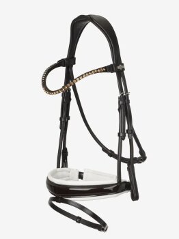 Le Mieux Kudos Trense Patent Dressage Bridle, brown/white
